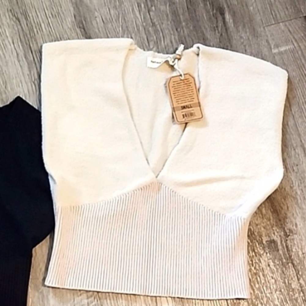 White V-Neck Women's Crop Top